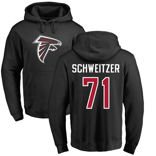 Atlanta Falcons Men Black Wes Schweitzer Name And Number Logo NFL Football 71 Pullover Hoodie Sweatshirts